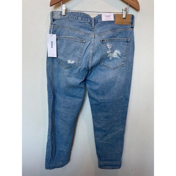 H&M &Denim Boyfriend Low Waist Tapered Leg Distressed Jeans Womens Sz 10 - Picture 3 of 5